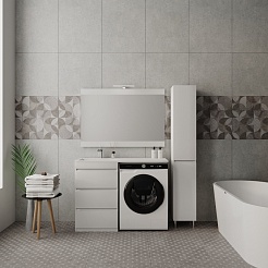 Style Line Мебель для ванной Даллас 110 L Люкс Plus 3 ящика белая – фотография-3